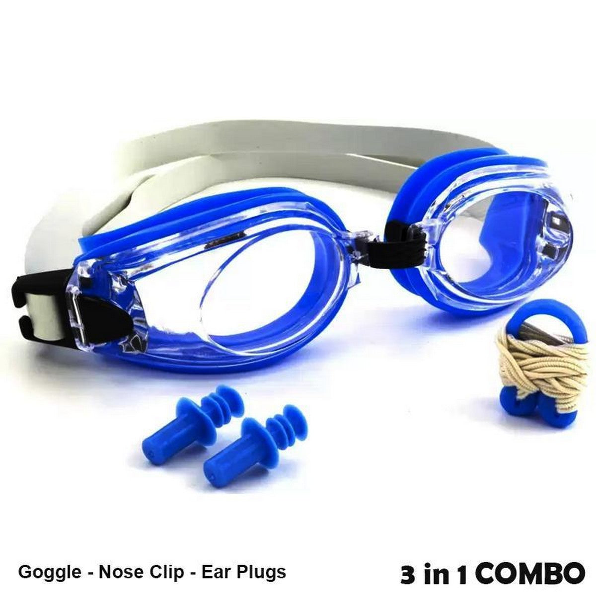 New 3 in 1 Men Women Waterproof Anti-fog Swimming Goggles Set Wide Protection UV Sight Adjustable Lenses with Nose Clip Ear Plug